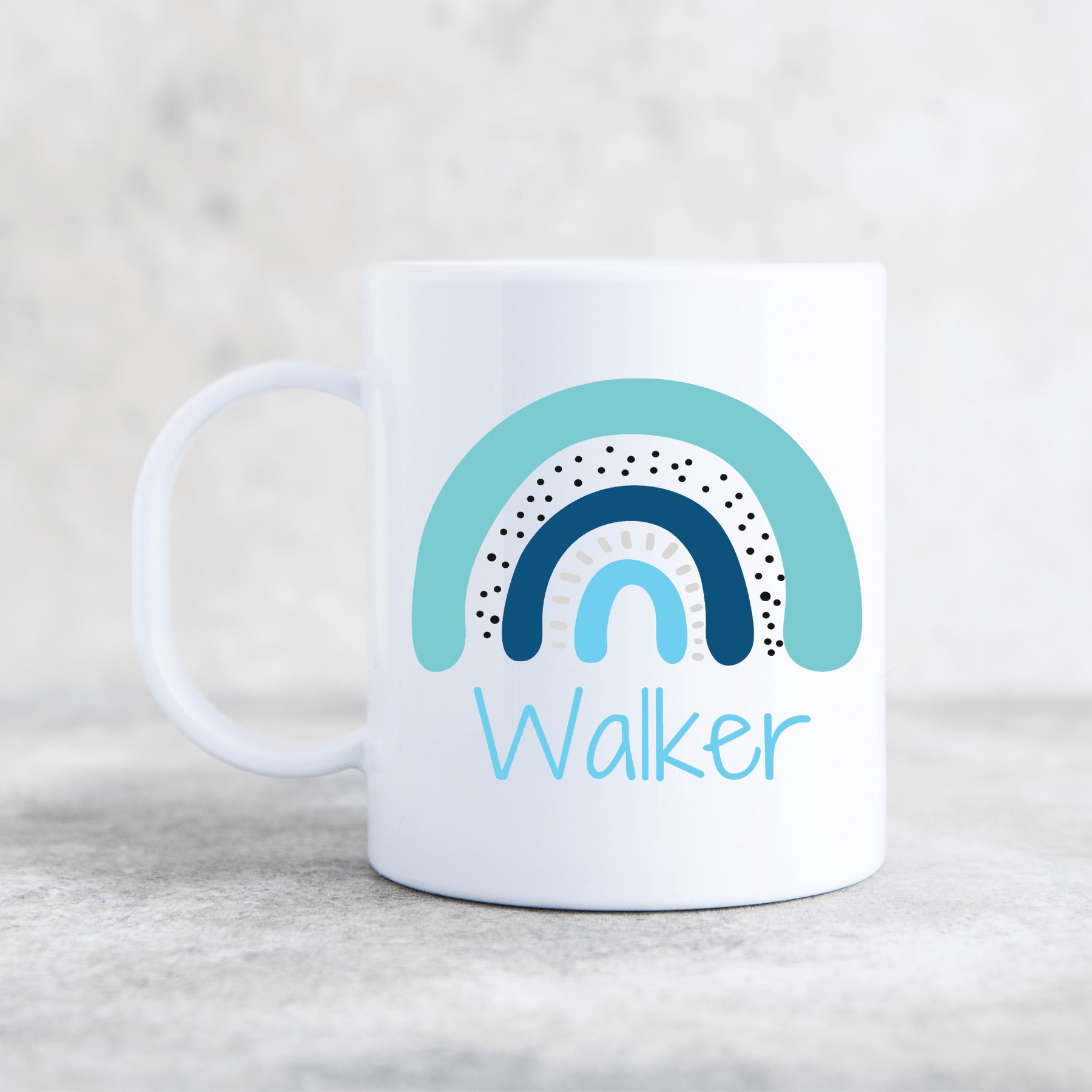 WALKER RAINBOW BLUE PLASTIC MUG