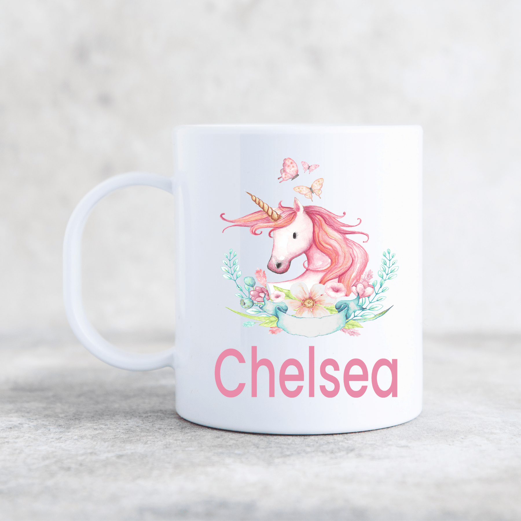 UNICORN WREATH PLASTIC MUG
