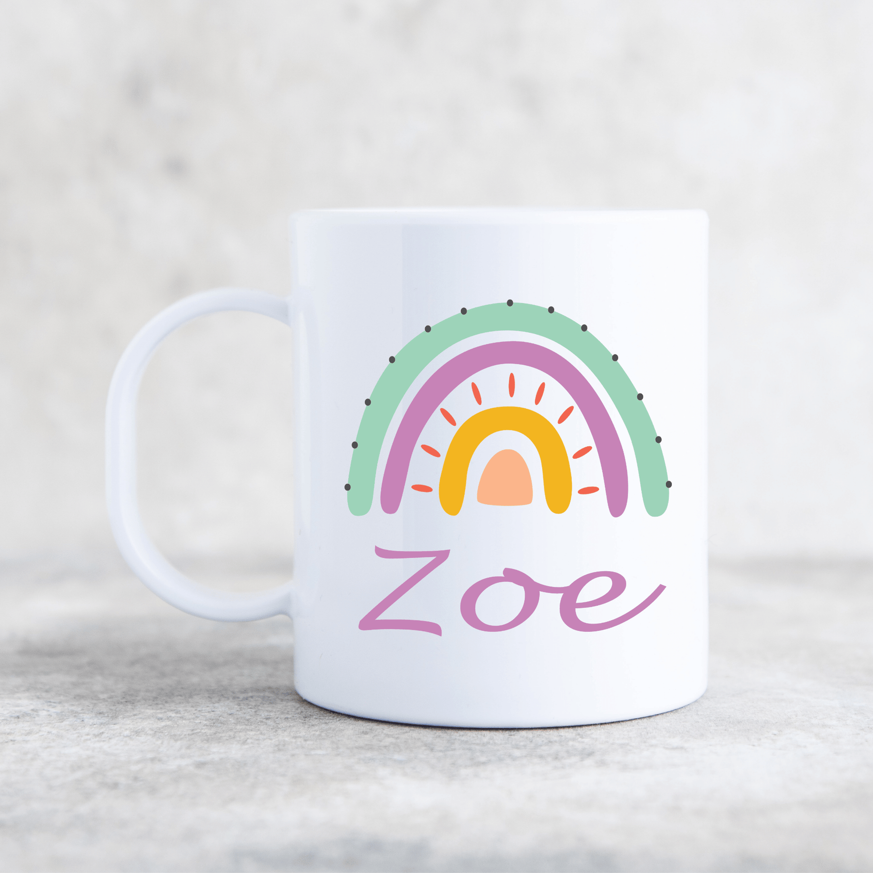 RAINBOW TEAL PLASTIC MUG