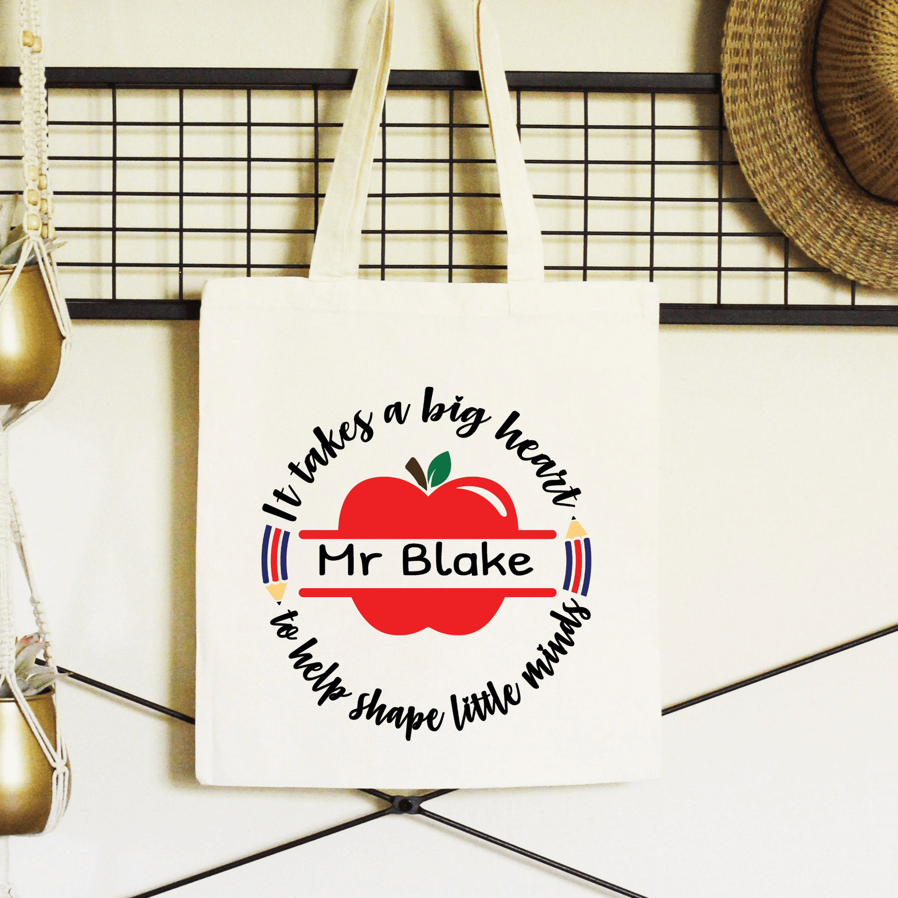 BIG HEART APPLE TEACHER BAG