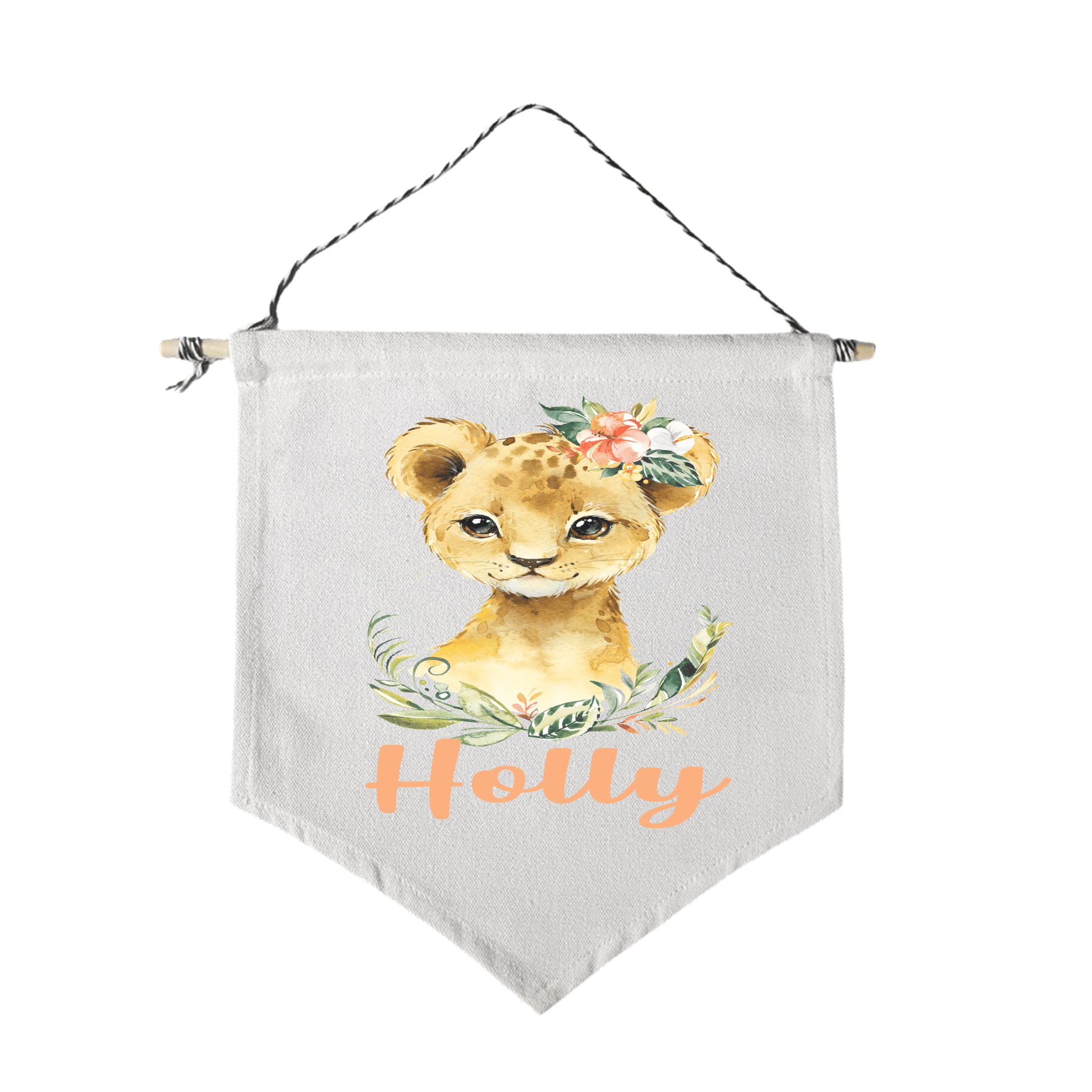 Lil Green Rhino animal flag LION CUB FLORAL FLAG