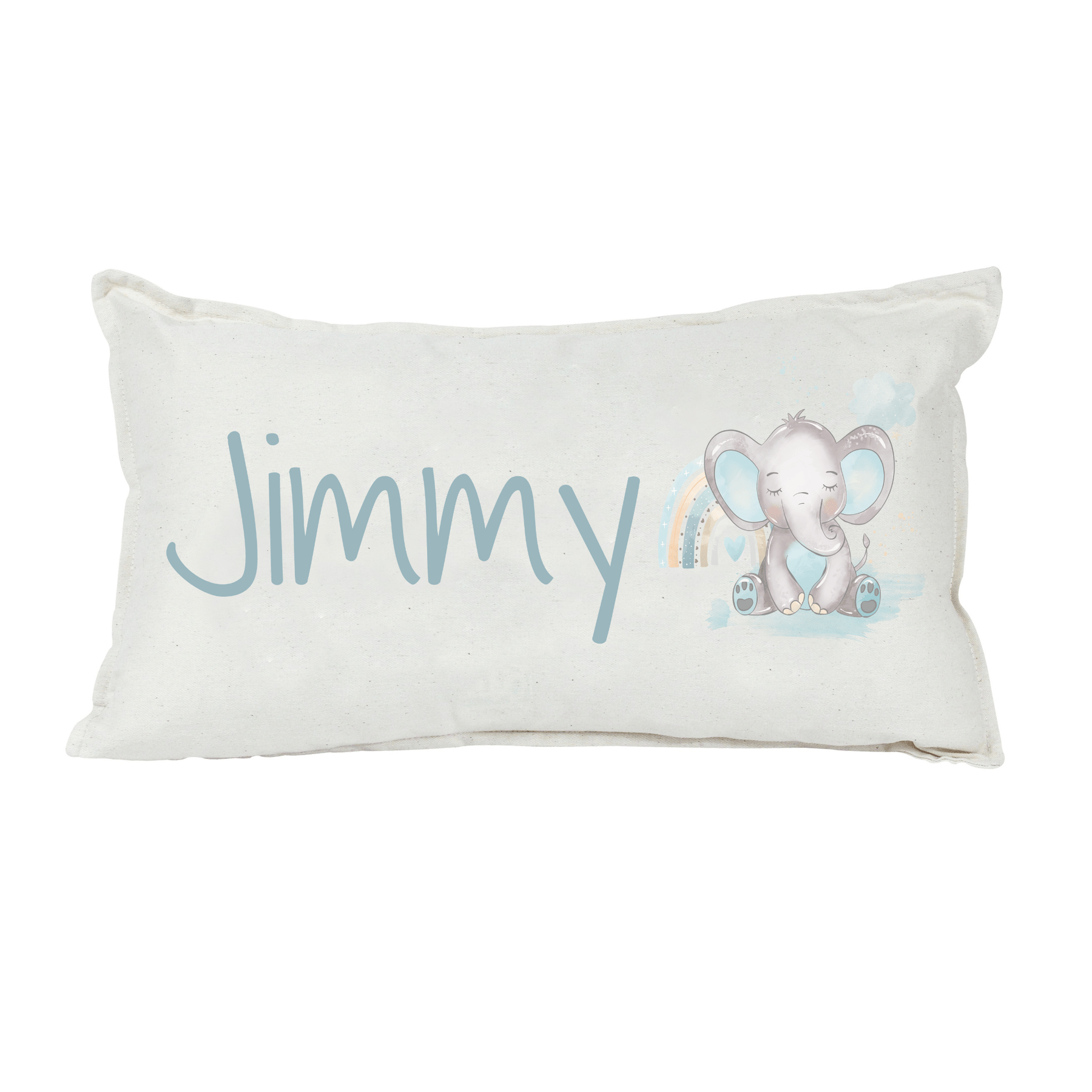 Lil Green Rhino animal pillow ELEPHANT BLUE RAINBOW RECTANGLE PILLOW
