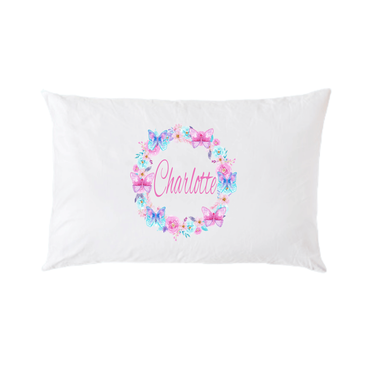 Lil Green Rhino animal pillowcase BUTTERFLY WREATH PILLOWCASE