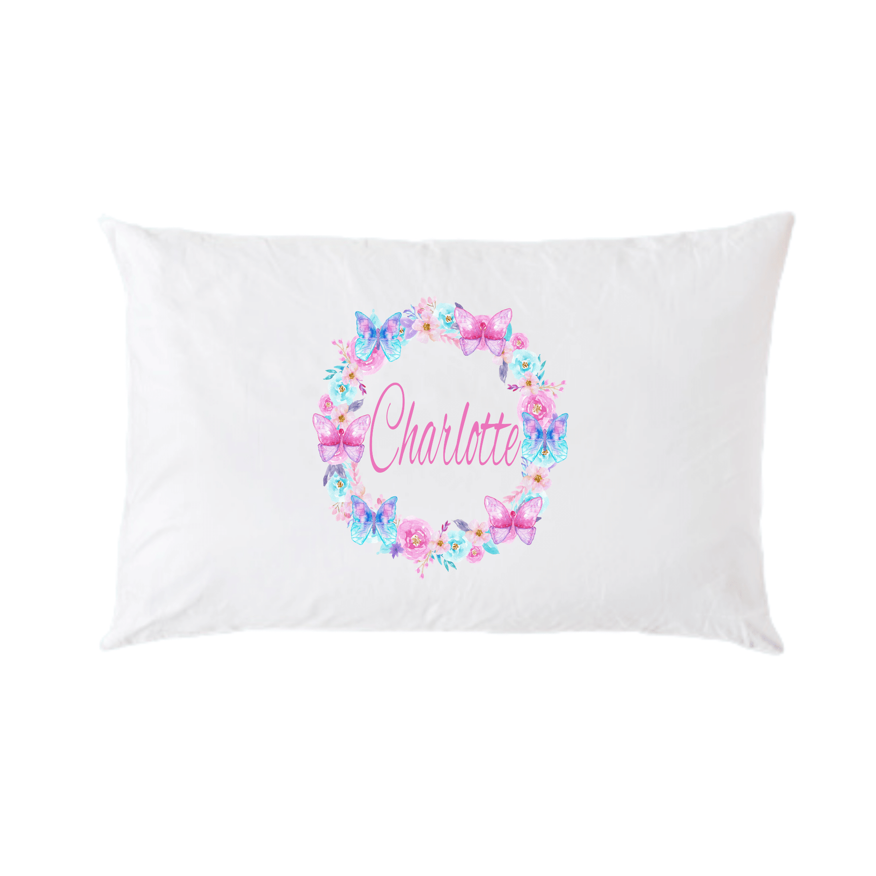 Lil Green Rhino animal pillowcase BUTTERFLY WREATH PILLOWCASE