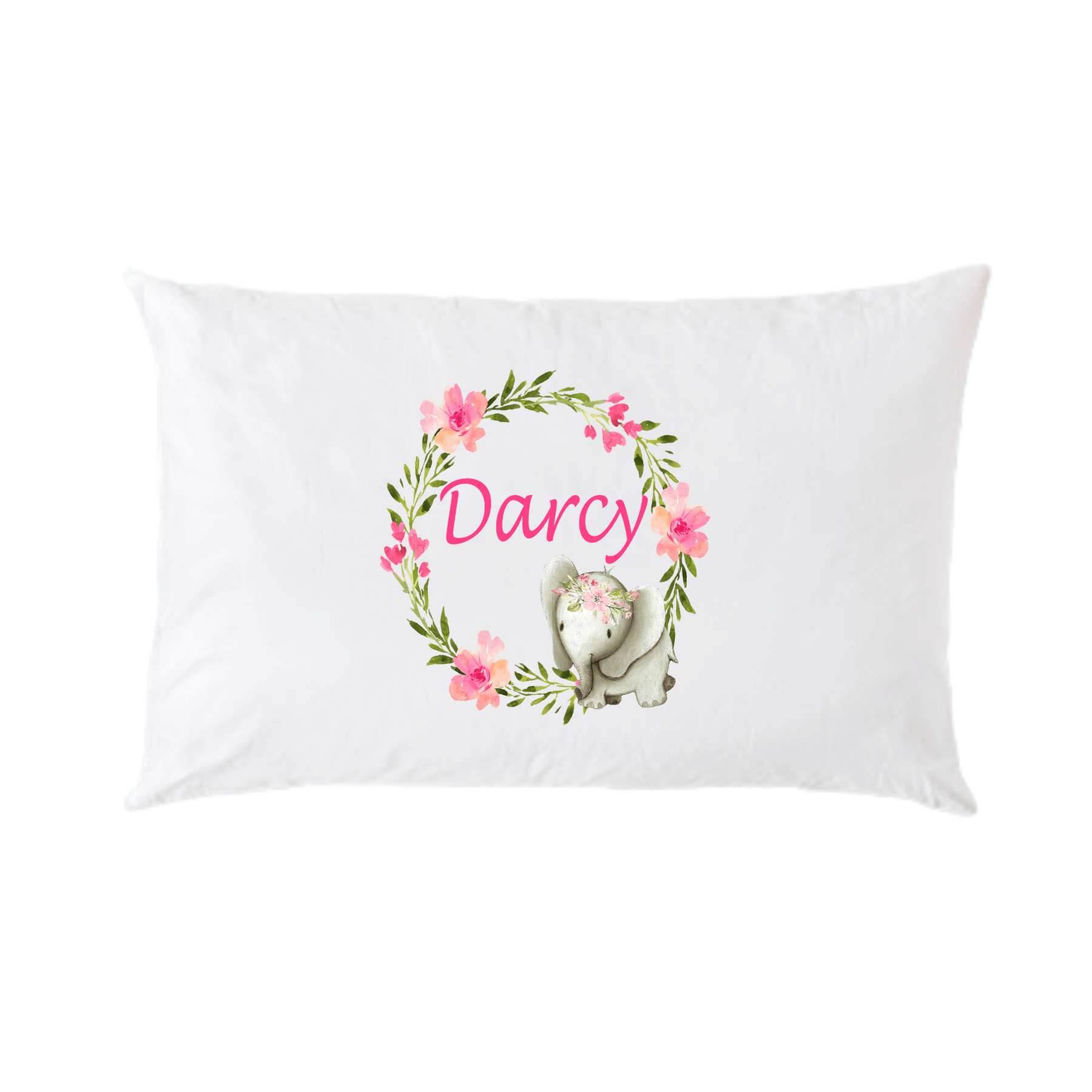 Lil Green Rhino animal pillowcase ELEPHANT WREATH PILLOWCASE
