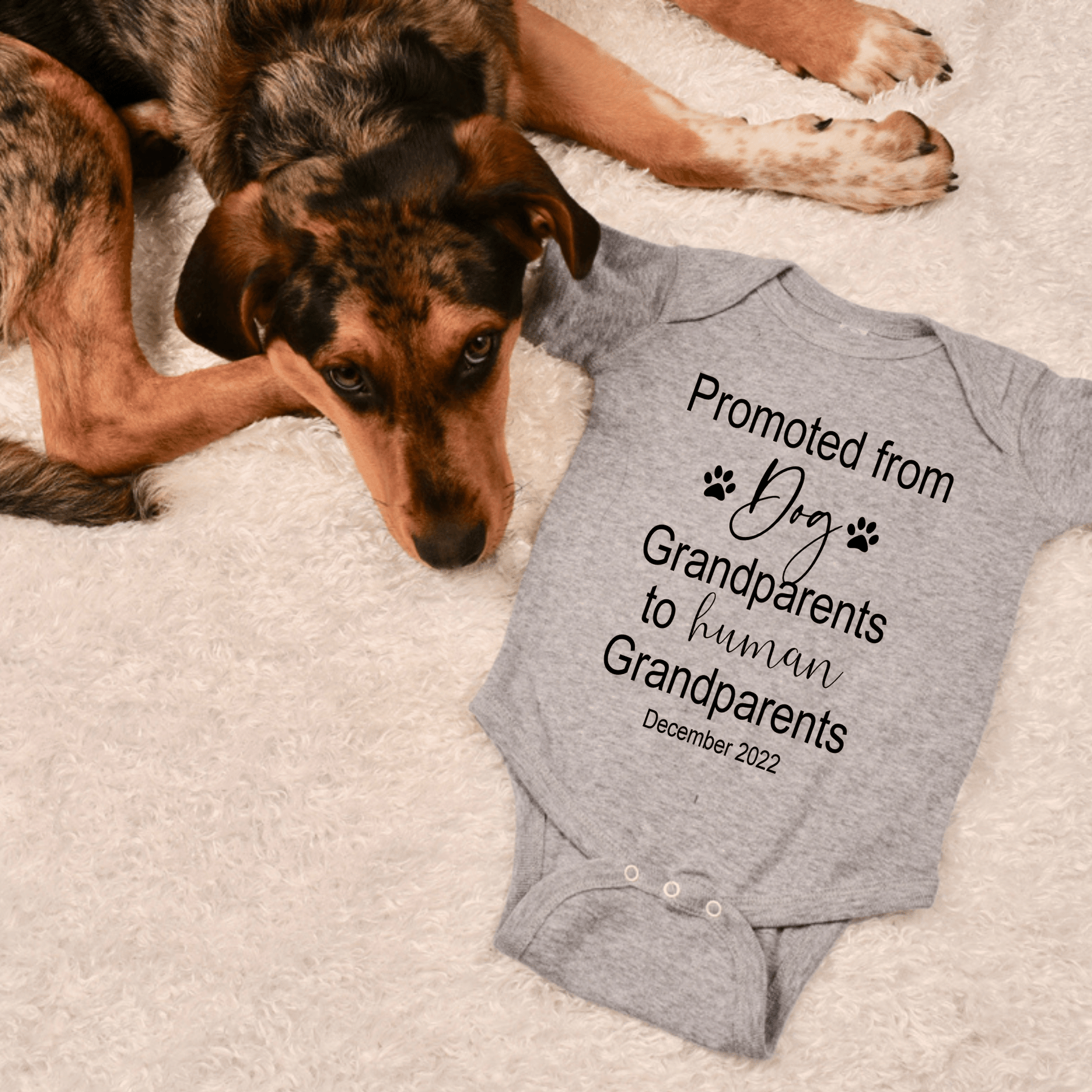 Lil Green Rhino baby announcement DOG GRANDPARENTS ONESIE