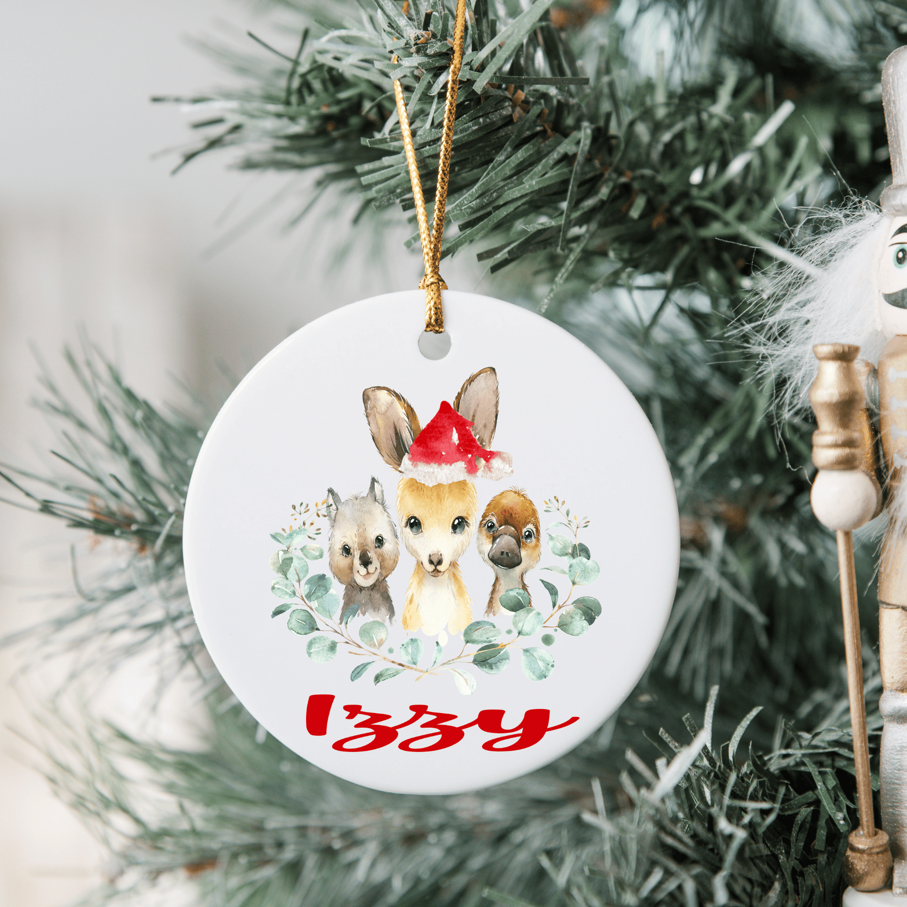 Lil Green Rhino christmas ceramic ornament AUSTRALIAN ANIMAL ORNAMENT