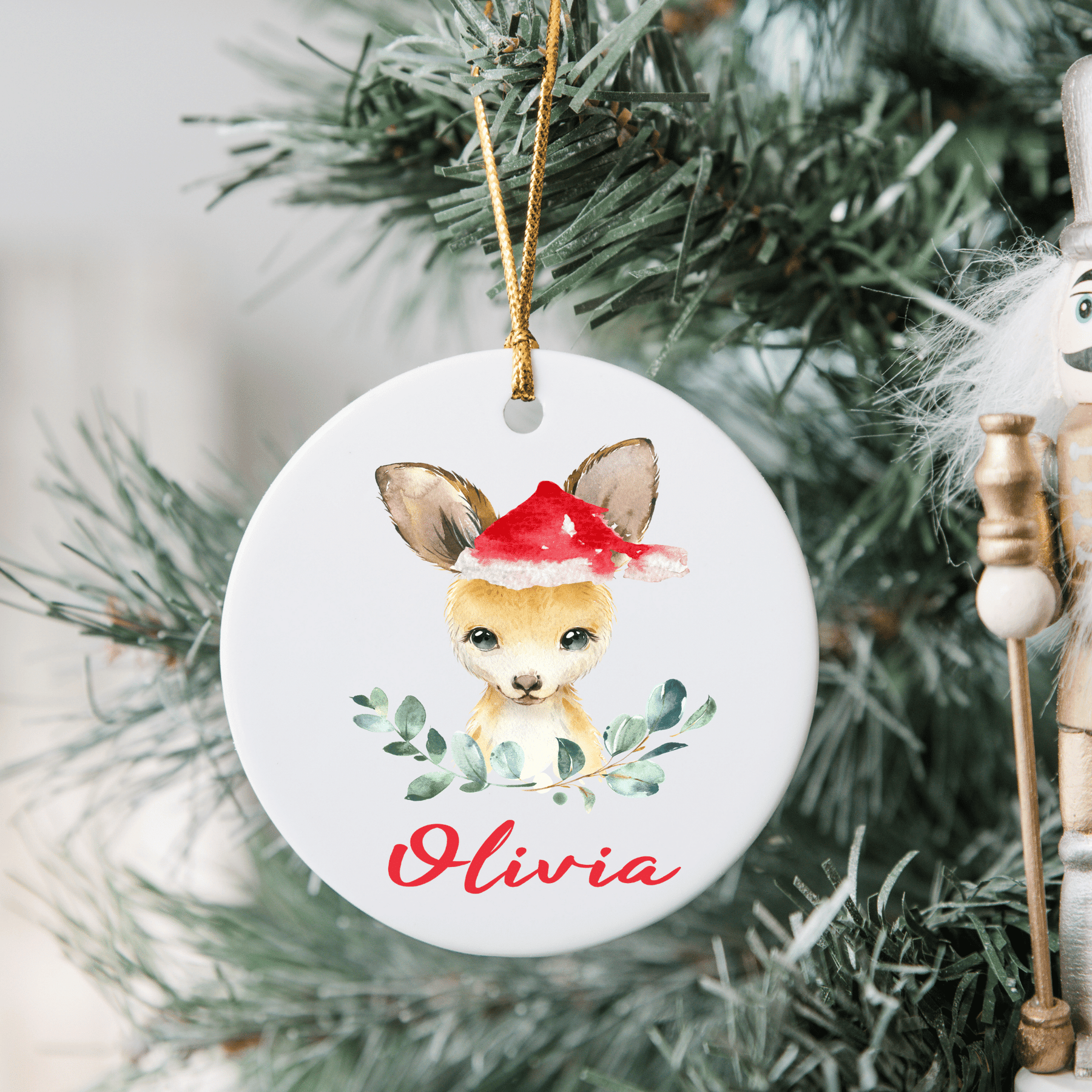 Lil Green Rhino christmas ceramic ornament KANGAROO CERAMIC ORNAMENT