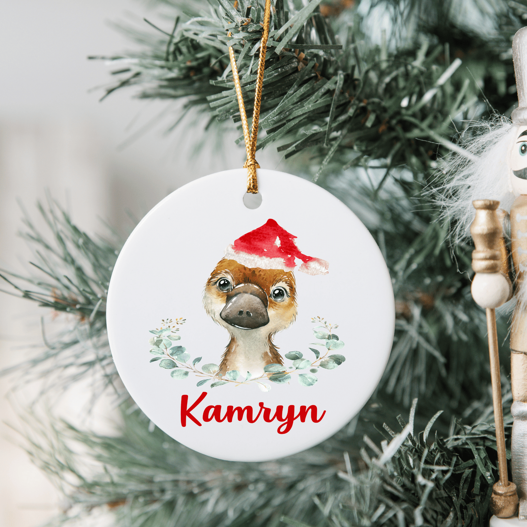 Lil Green Rhino christmas ceramic ornament PLATYPUS CERAMIC ORNAMENT