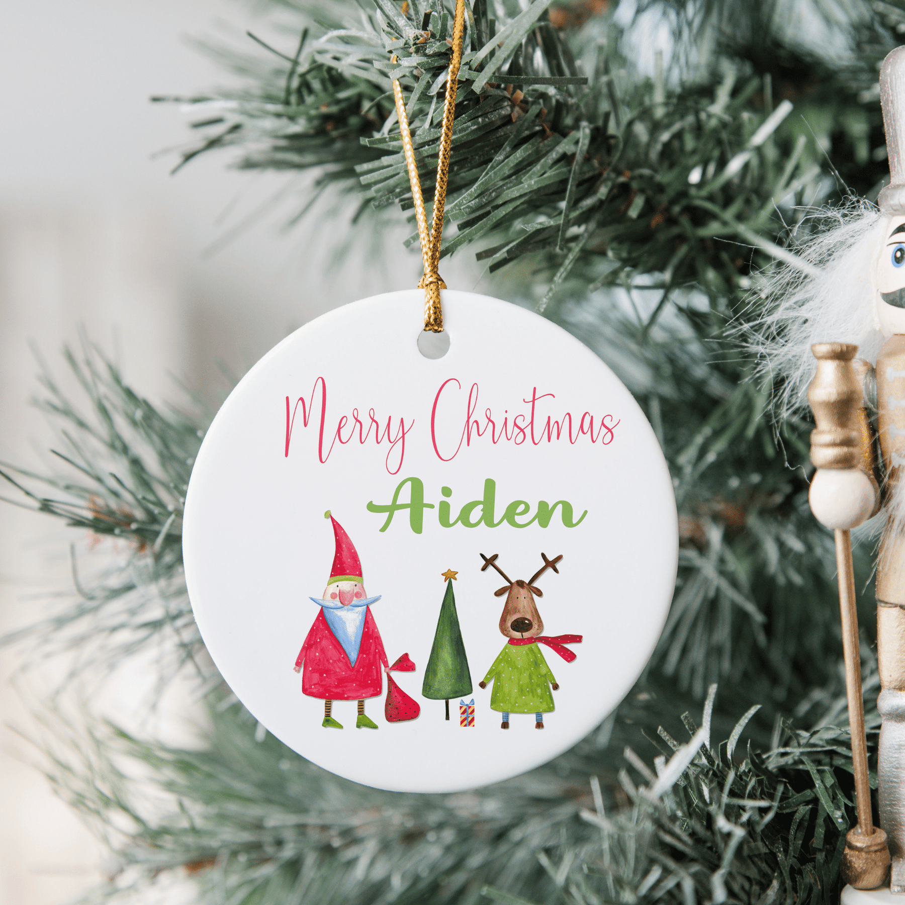 Lil Green Rhino christmas ceramic ornament SANTA GIFTS CERAMIC ORNAMENT