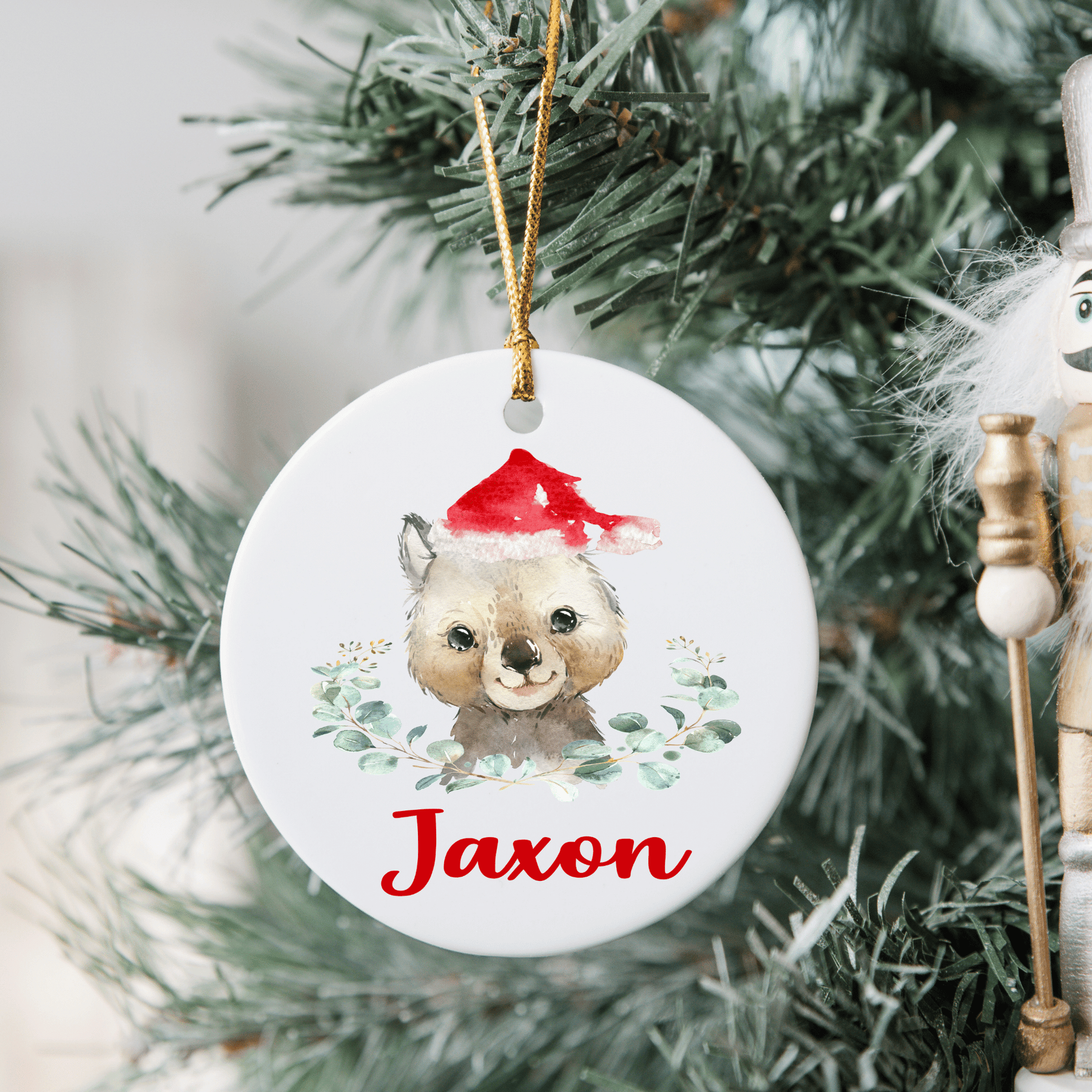 Lil Green Rhino christmas ceramic ornament WOMBAT ORNAMENT