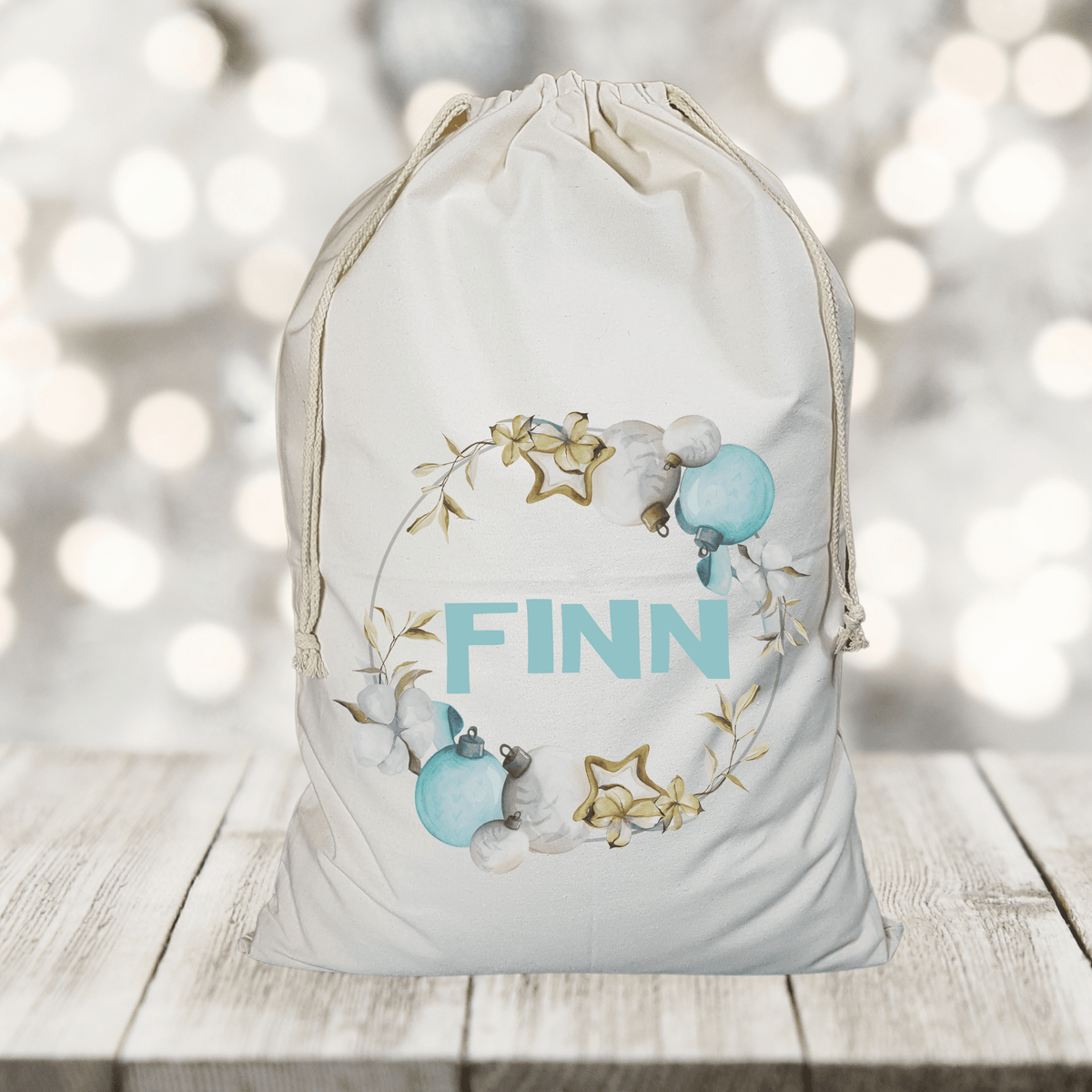 Lil Green Rhino Christmas santa sack BAUBLE BLUE SANTA SACK