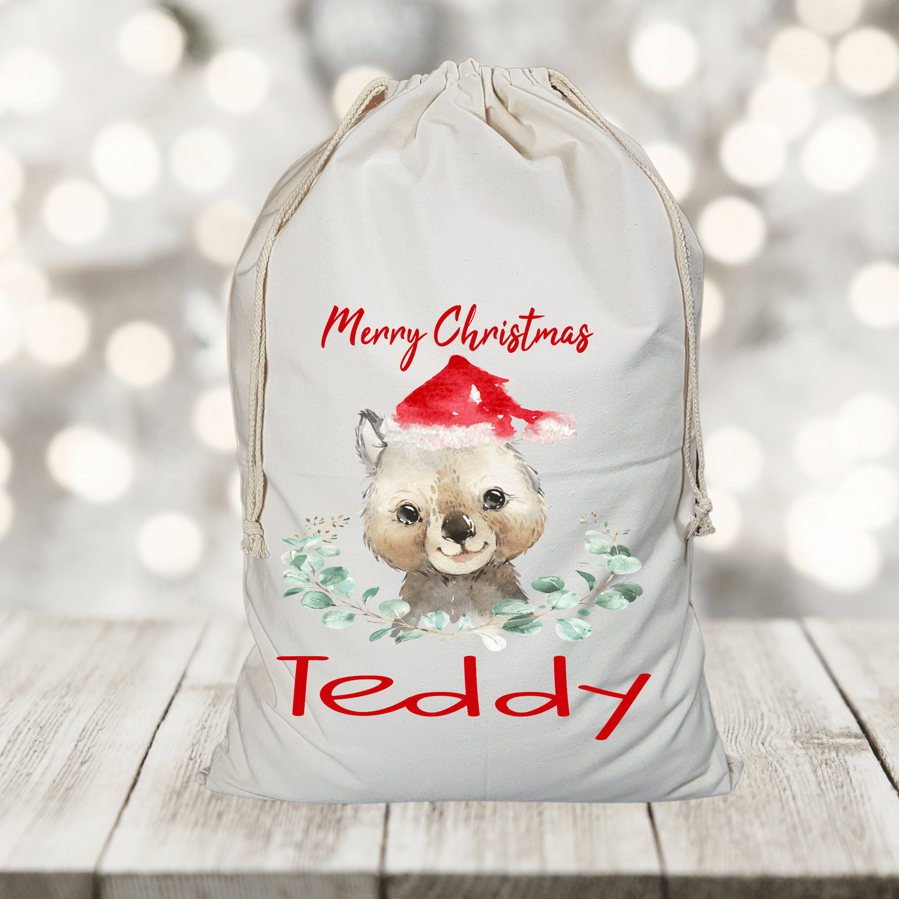 Lil Green Rhino Christmas santa sack WOMBAT SANTA SACK