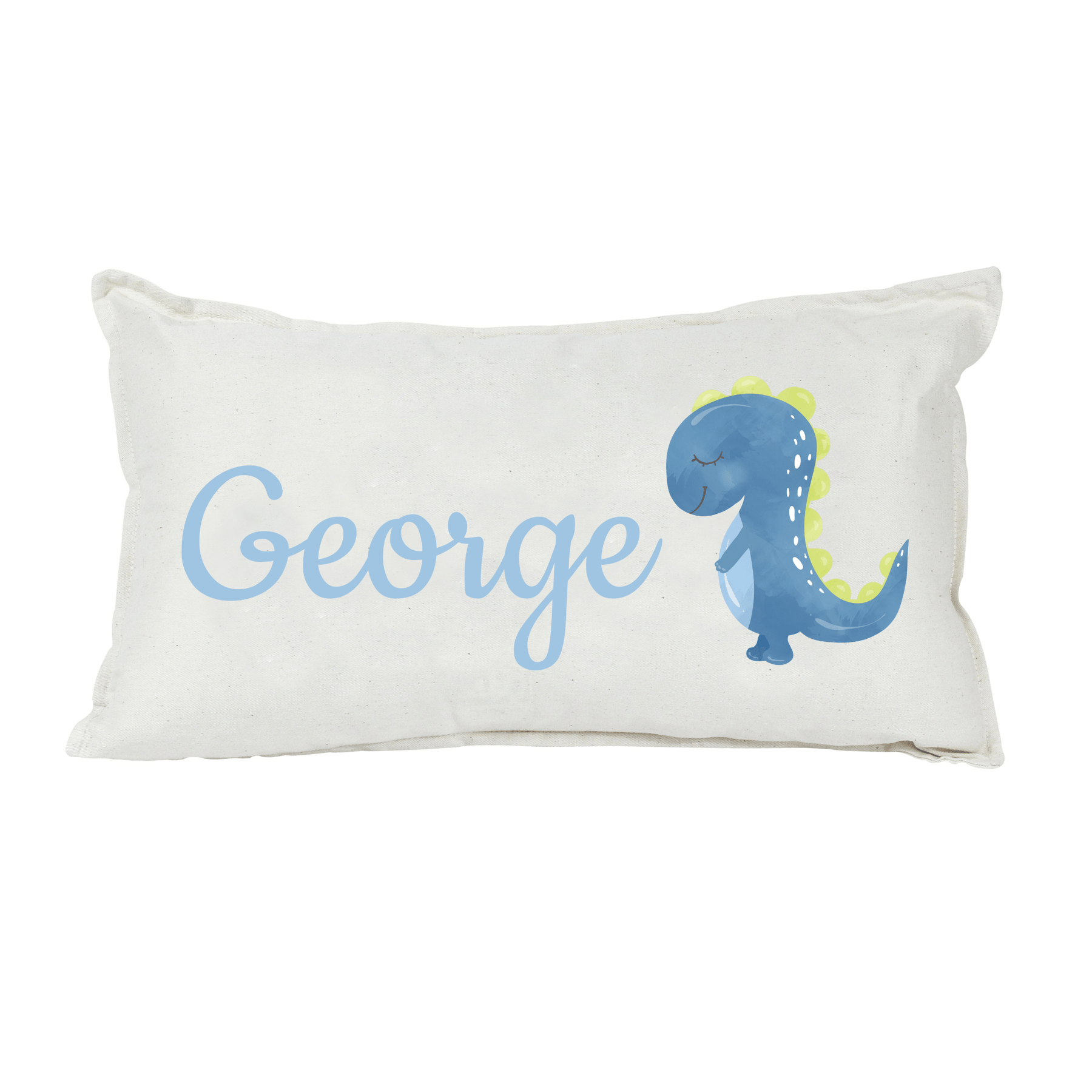 Lil Green Rhino dinosaur pillow DINOSAUR BLUE RECTANGLE PILLOW