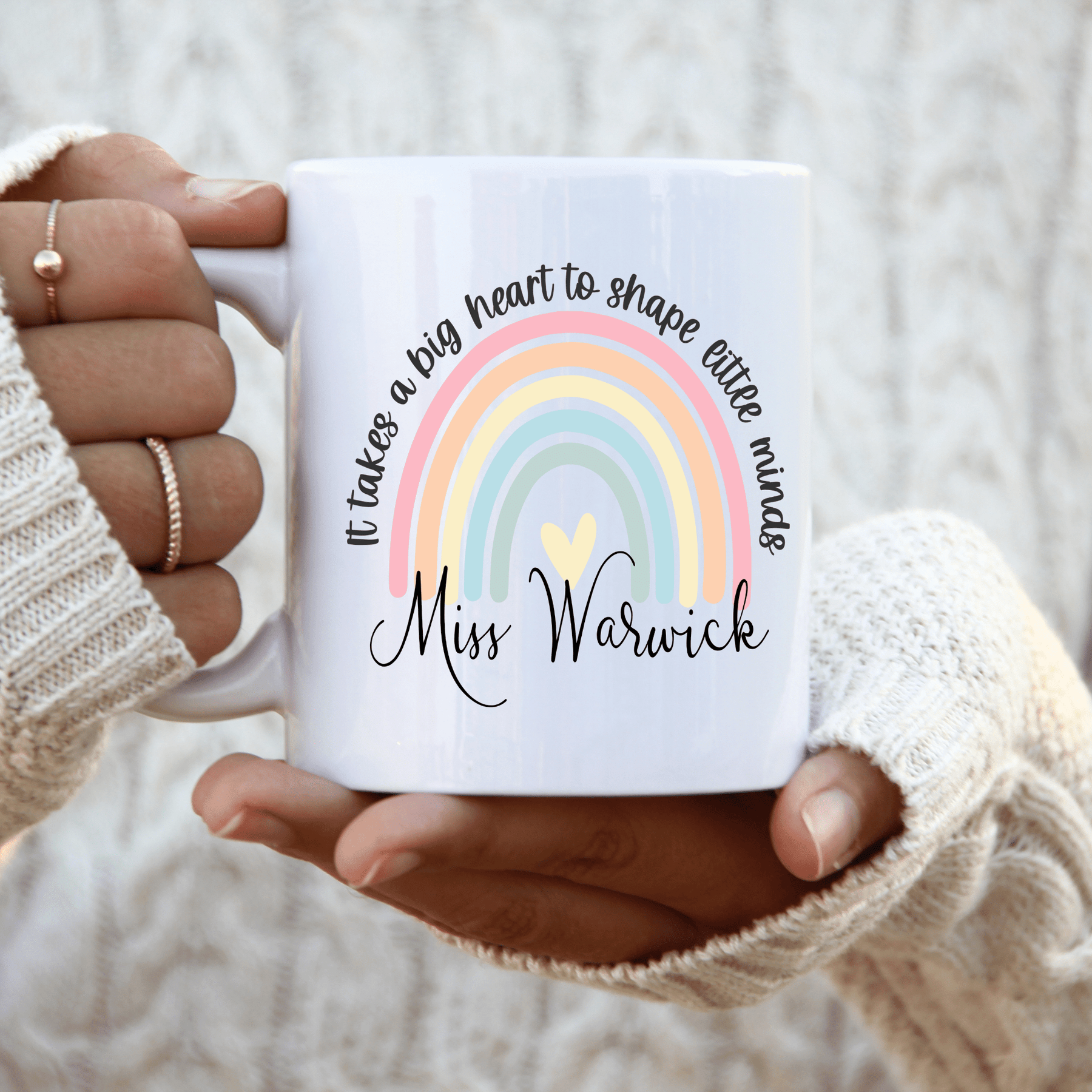 Lil Green Rhino mug teacher RAINBOW TEACHER MUG