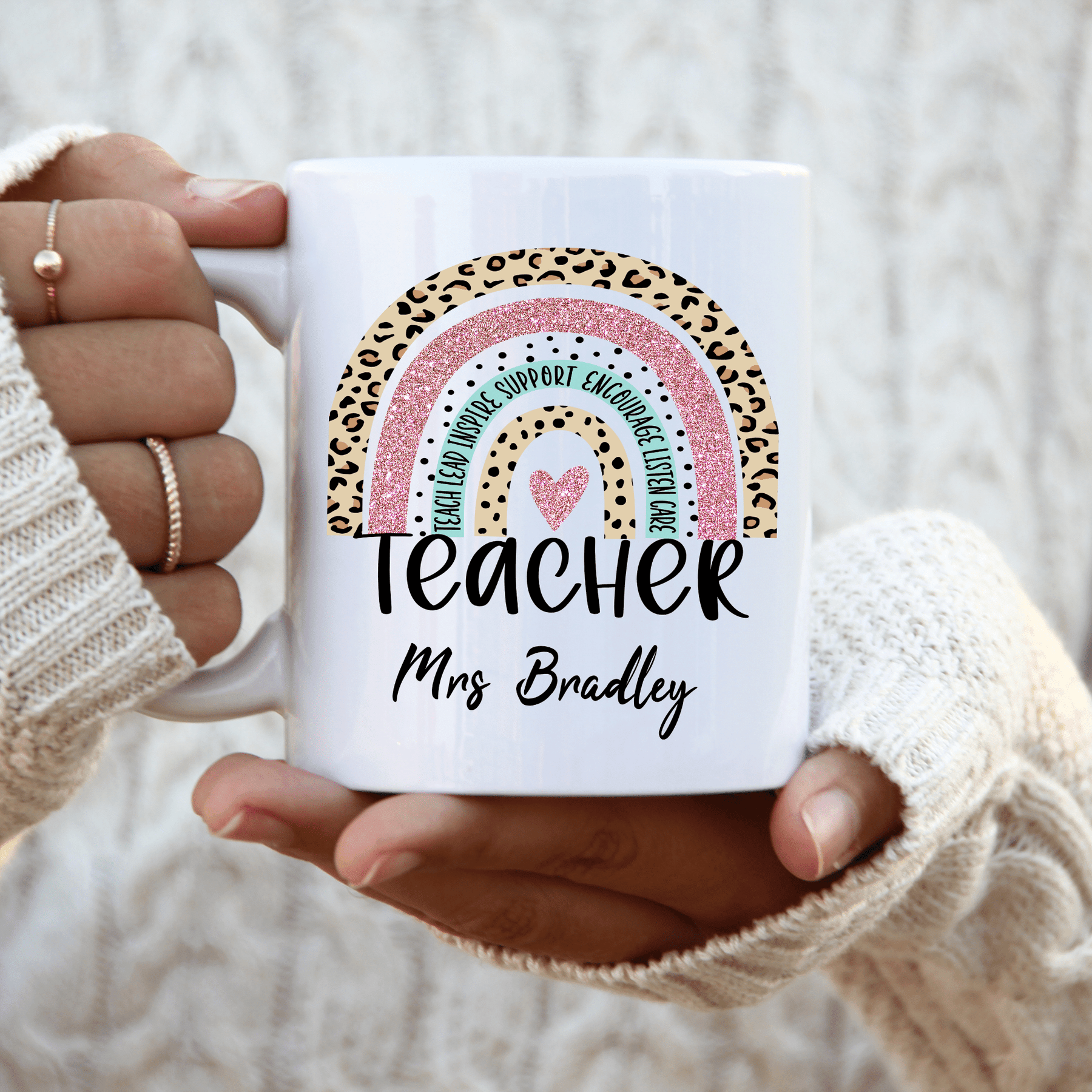 Lil Green Rhino mug teacher TEACH LEOPARD MUG