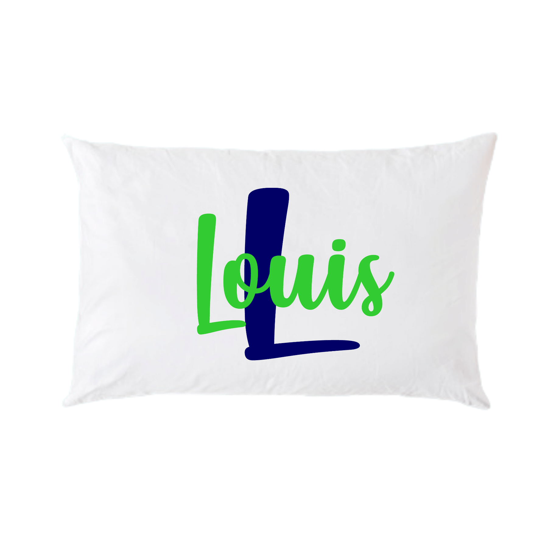 Lil Green Rhino name pillowcase GREEN AND BLUE NAME PILLOWCASE