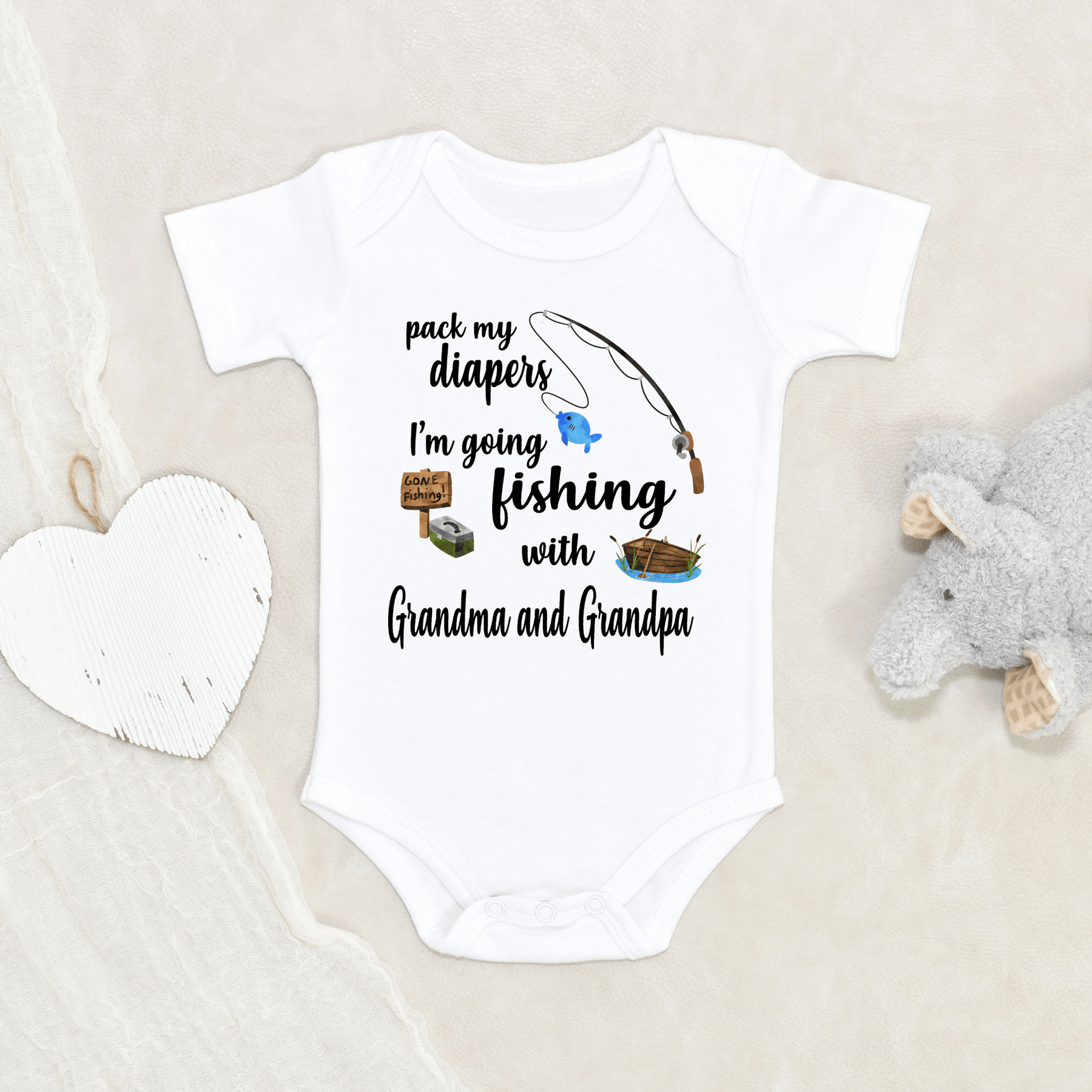 Lil Green Rhino onesie GOING FISHING ONESIE