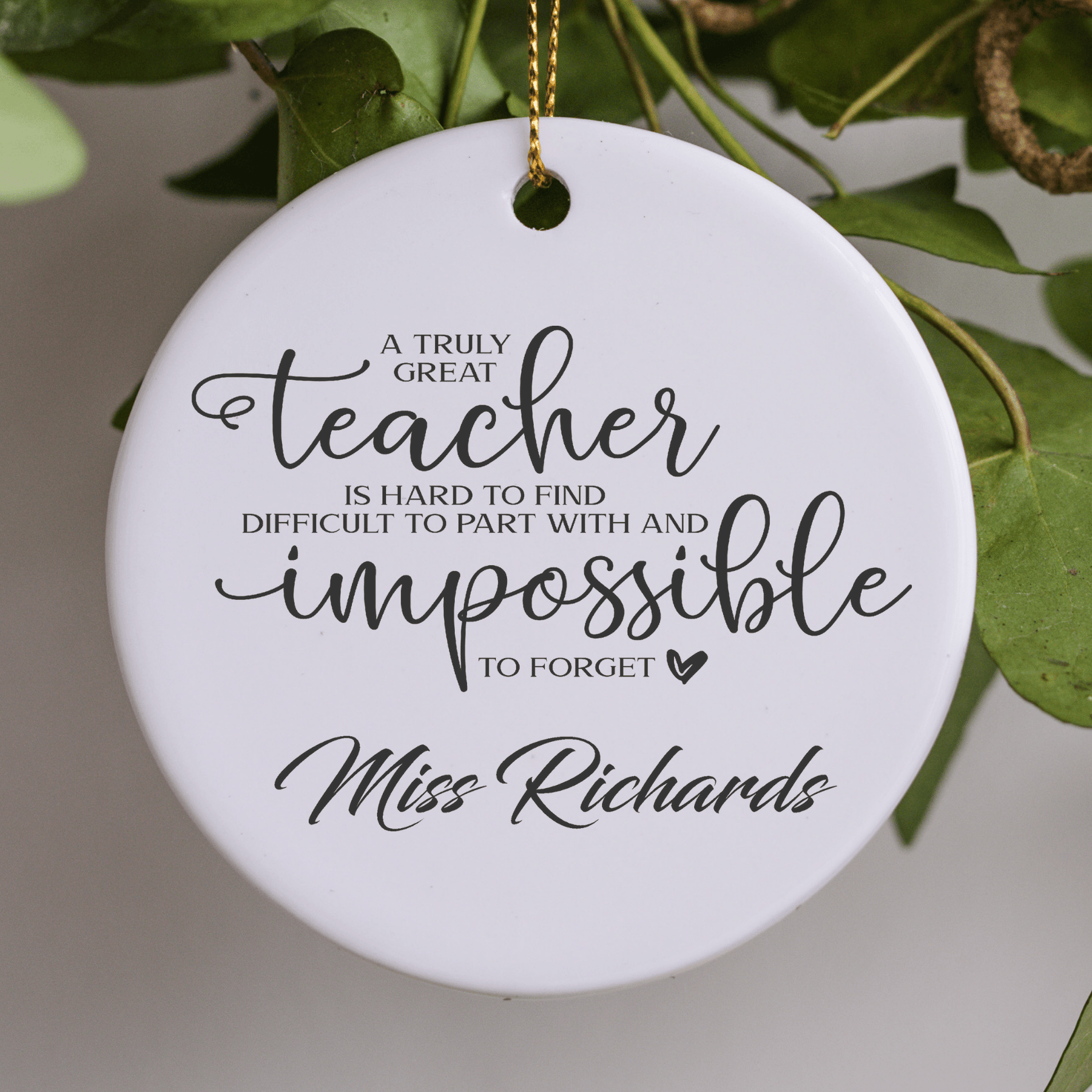 Lil Green Rhino ornament teacher IMPOSSIBLE TO FORGET ORNAMENT