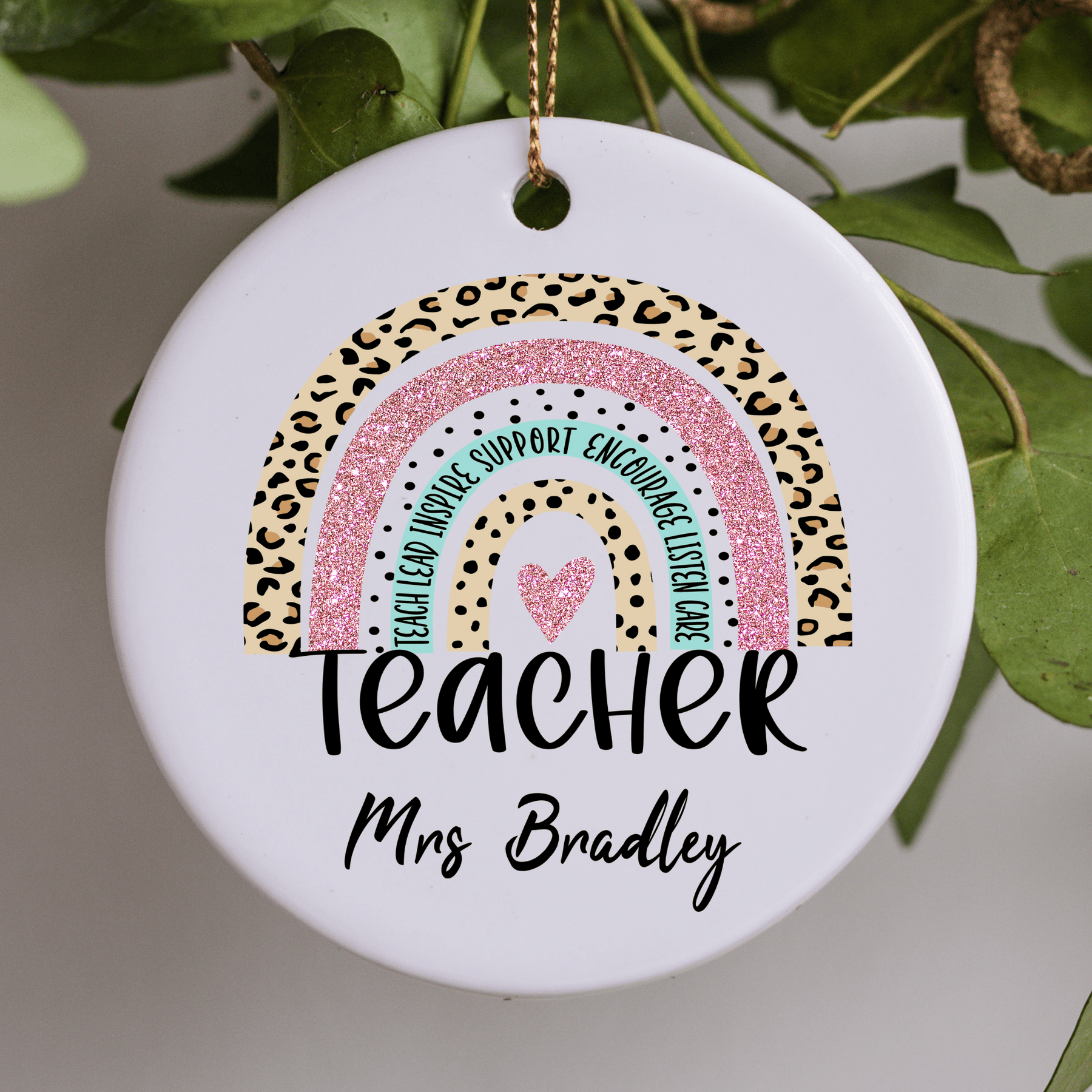 Lil Green Rhino ornament teacher TEACH LEOPARD ORNAMENT