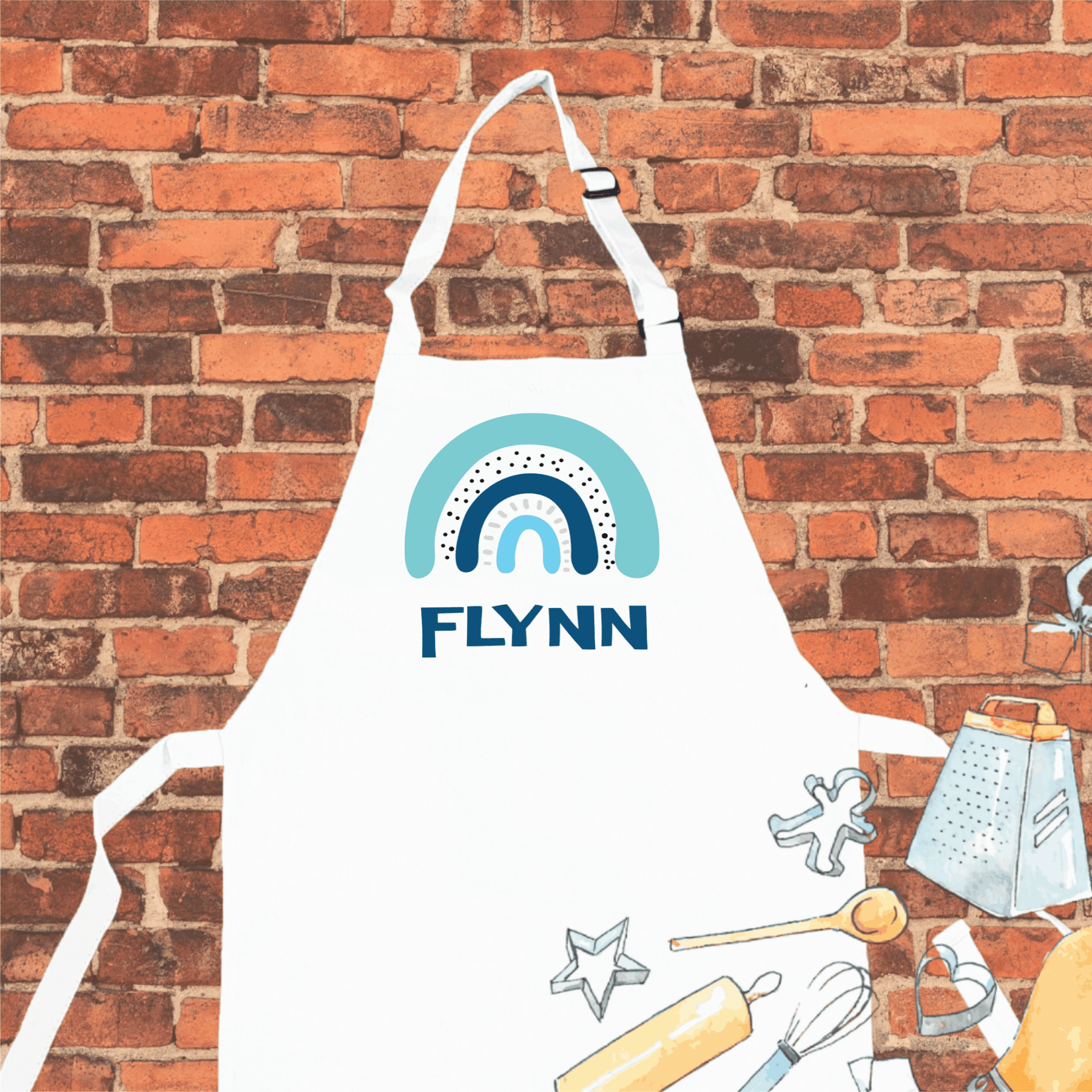 Lil Green Rhino rainbow apron RAINBOW BLUE APRON