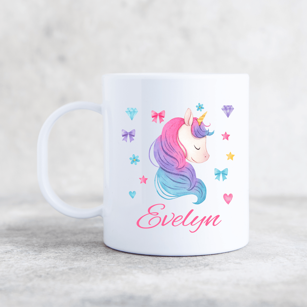 UNICORN HEART PLASTIC MUG