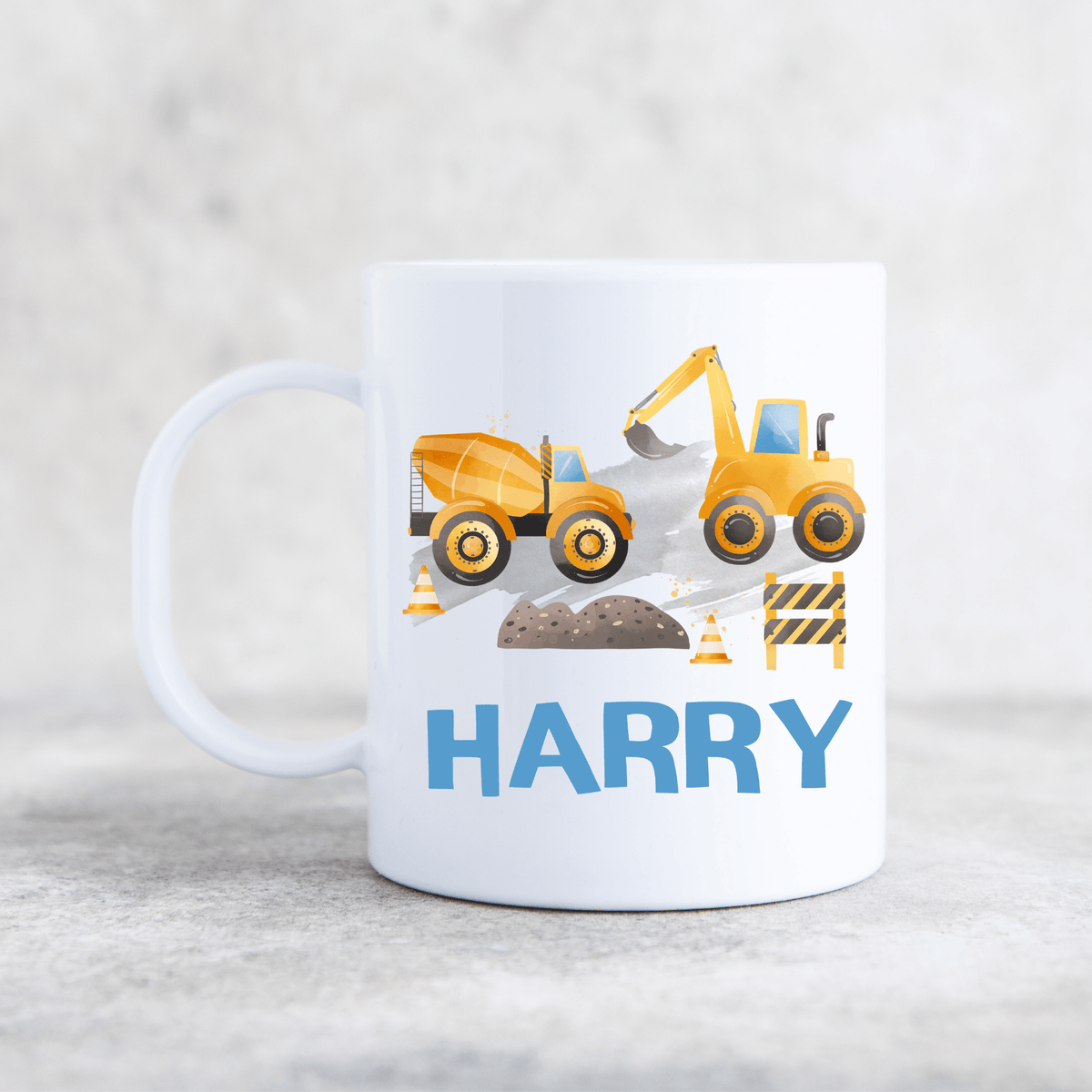 TRUCK CONSTRUCTION PLASTIC MUG