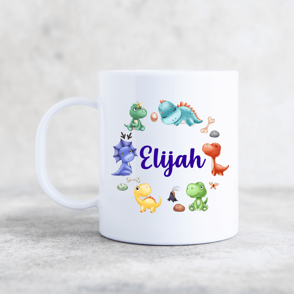 DINOSAUR WREATH PLASTIC MUG