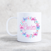 BUTTERFLY WREATH PLASTIC MUG