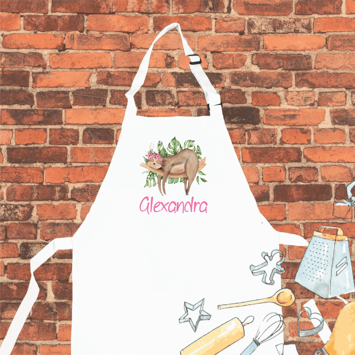 Lil Green Rhino animal apron SLOTH APRON