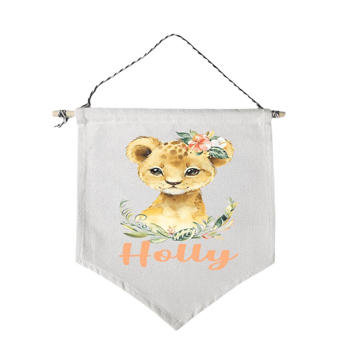 Lil Green Rhino animal flag LION CUB FLORAL FLAG