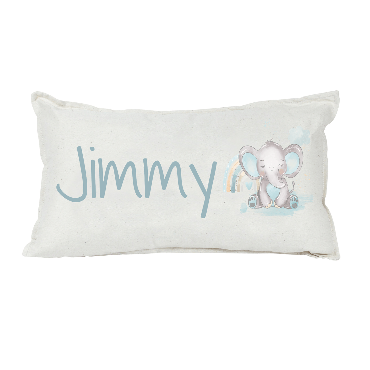 Lil Green Rhino animal pillow ELEPHANT BLUE RAINBOW RECTANGLE PILLOW