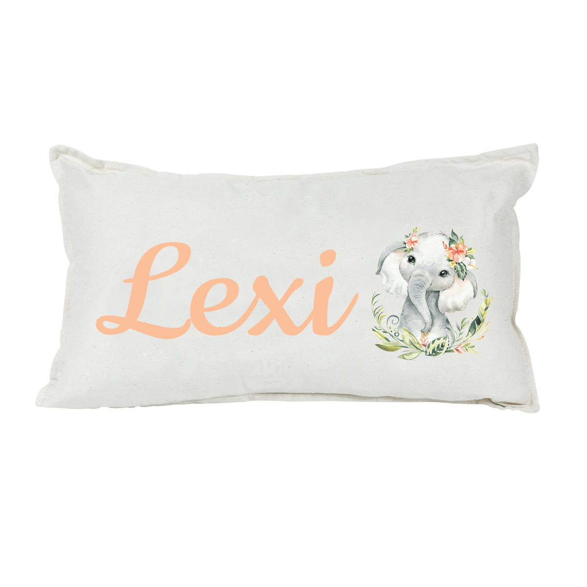 Lil Green Rhino animal pillow ELEPHANT FLORAL RECTANGLE PILLOW