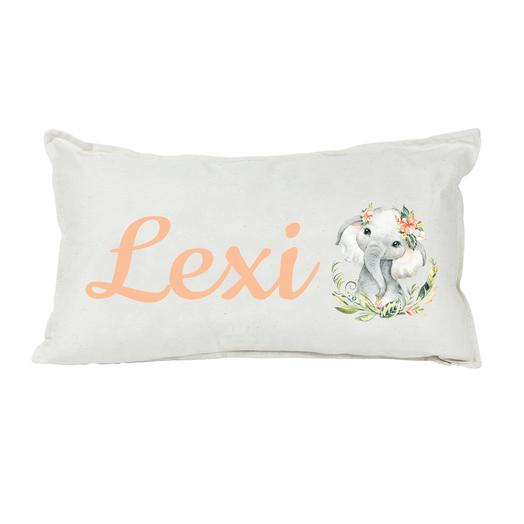Lil Green Rhino animal pillow ELEPHANT FLORAL RECTANGLE PILLOW