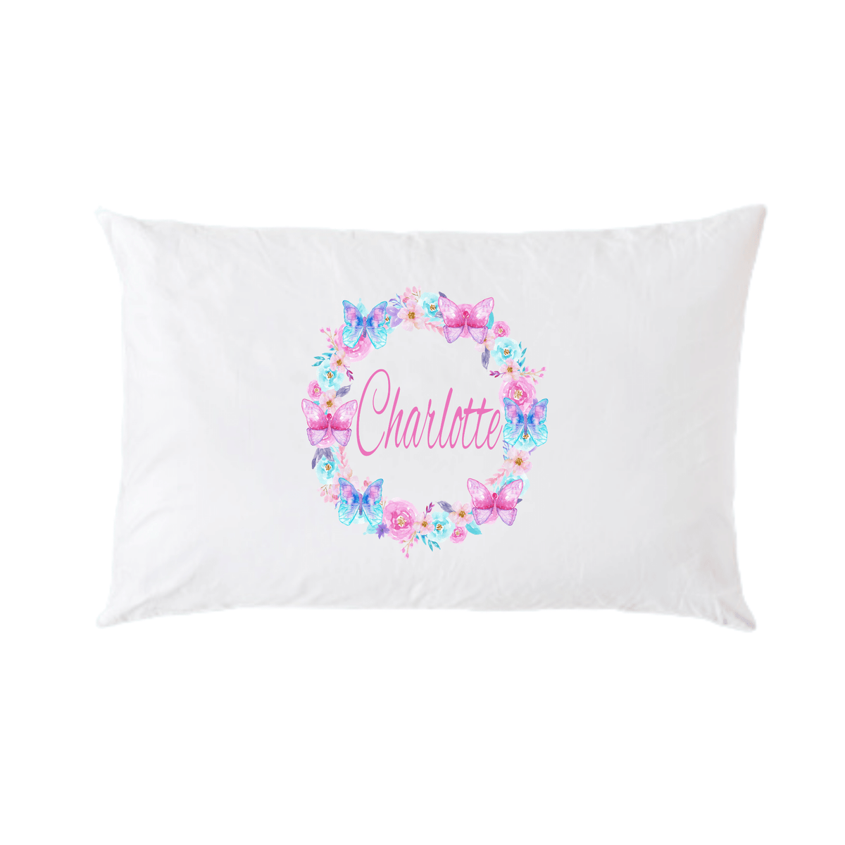 Lil Green Rhino animal pillowcase BUTTERFLY WREATH PILLOWCASE