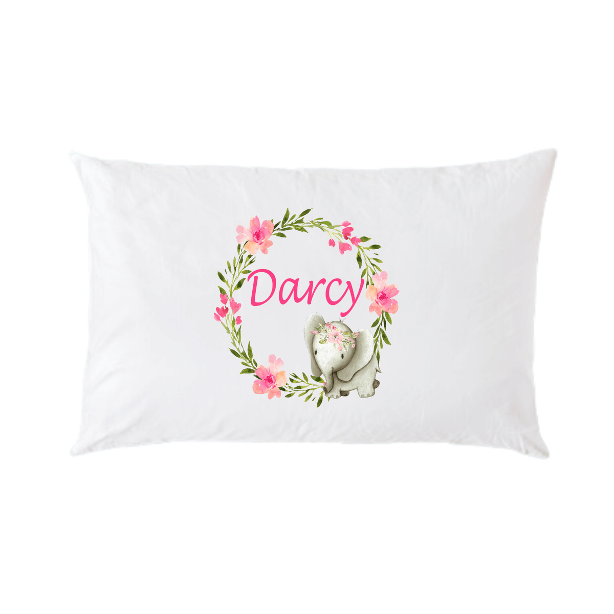 Lil Green Rhino animal pillowcase ELEPHANT WREATH PILLOWCASE