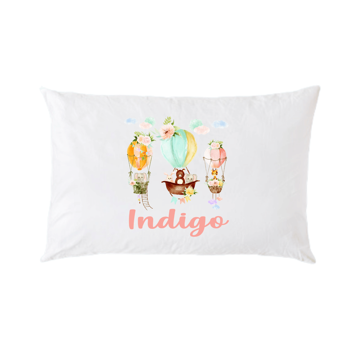 Lil Green Rhino animal pillowcase HOT AIR BALLOON  PILLOWCASE