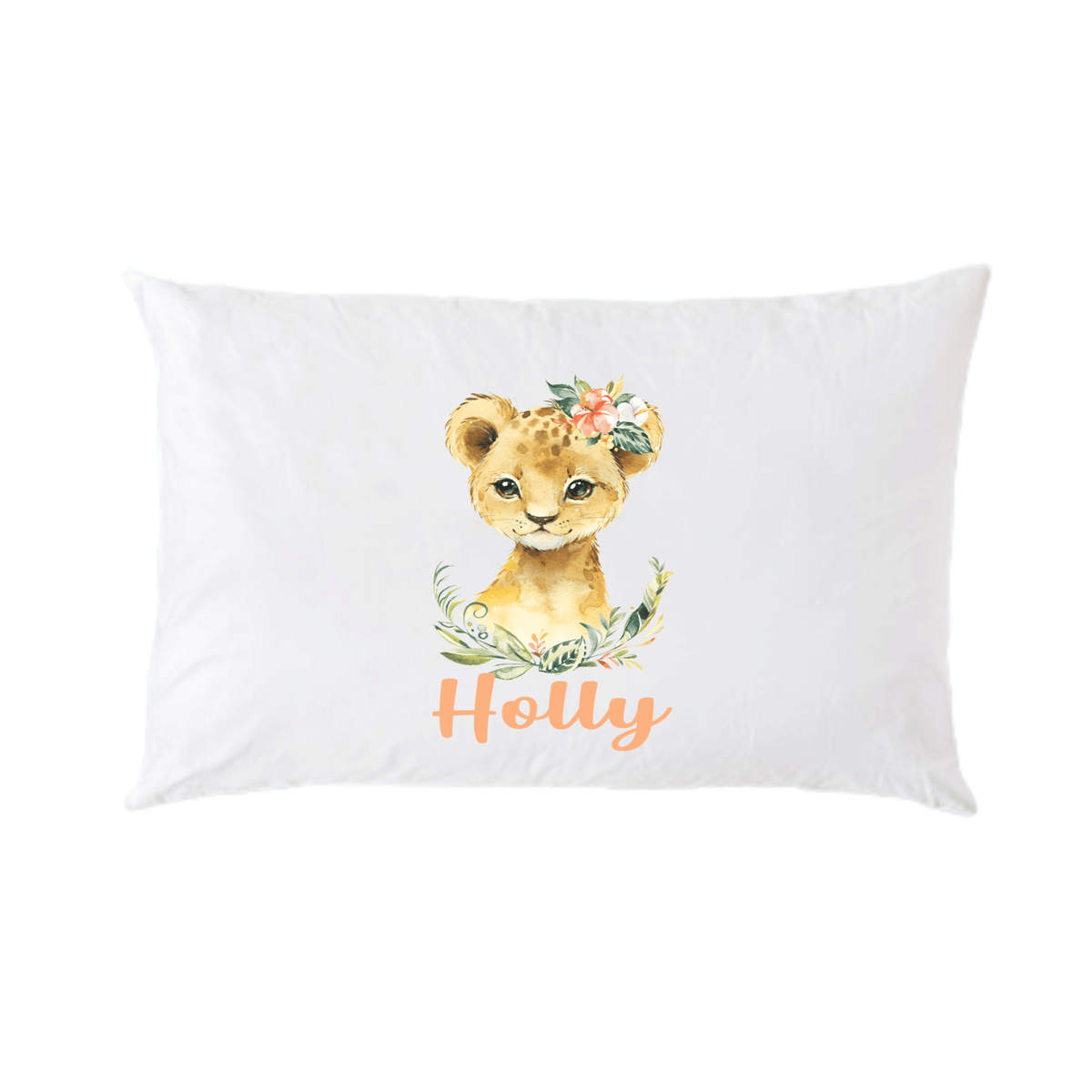 Lil Green Rhino animal pillowcase LION CUB FLORAL PILLOWCASE