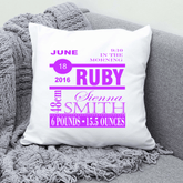 Lil Green Rhino birth detail pillow PURPLE BIRTH PILLOW