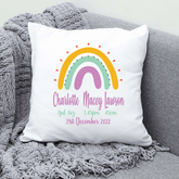 Lil Green Rhino birth detail pillow RAINBOW BIRTH PILLOW