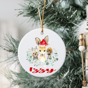 Lil Green Rhino christmas ceramic ornament AUSTRALIAN ANIMAL ORNAMENT