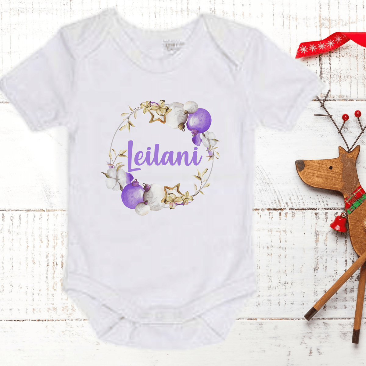 Lil Green Rhino Christmas Onesie BAUBLE PURPLE ONESIE