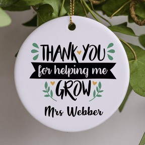 Lil Green Rhino ornament teacher HELPING ME GROW HEART ORNAMENT