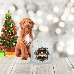Lil Green Rhino Pet santa sack TARTAN LETTER PET SANTA SACK