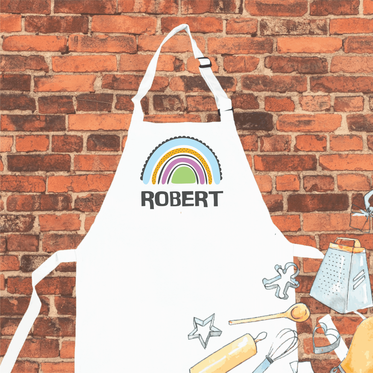 Lil Green Rhino rainbow apron RAINBOW BLACK APRON