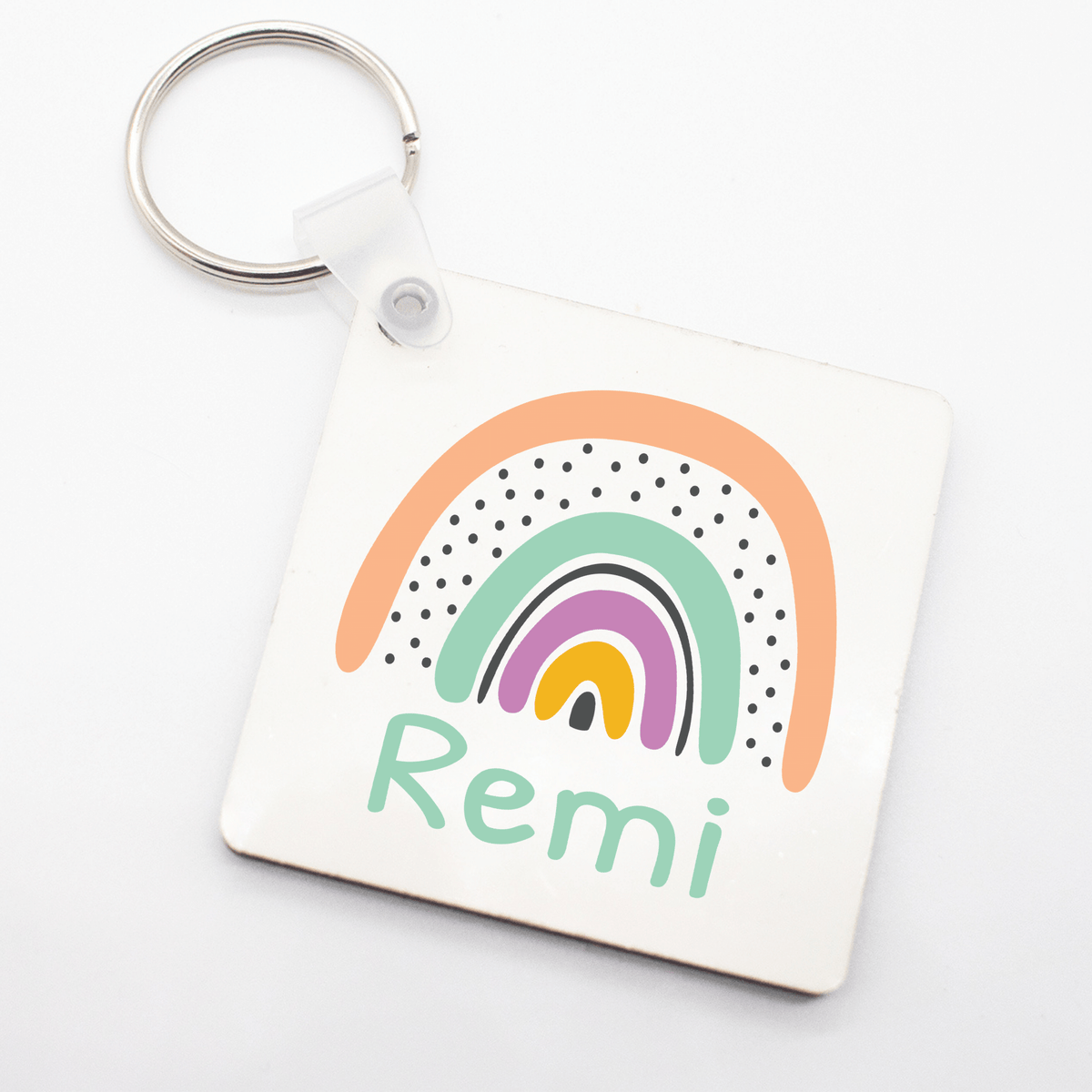 Lil Green Rhino rainbow name tags RAINBOW TEAL BAG TAG