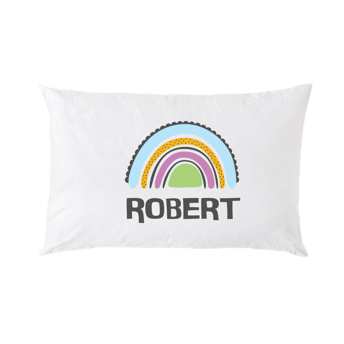 Lil Green Rhino rainbow pillowcase RAINBOW BLACK PILLOWCASE