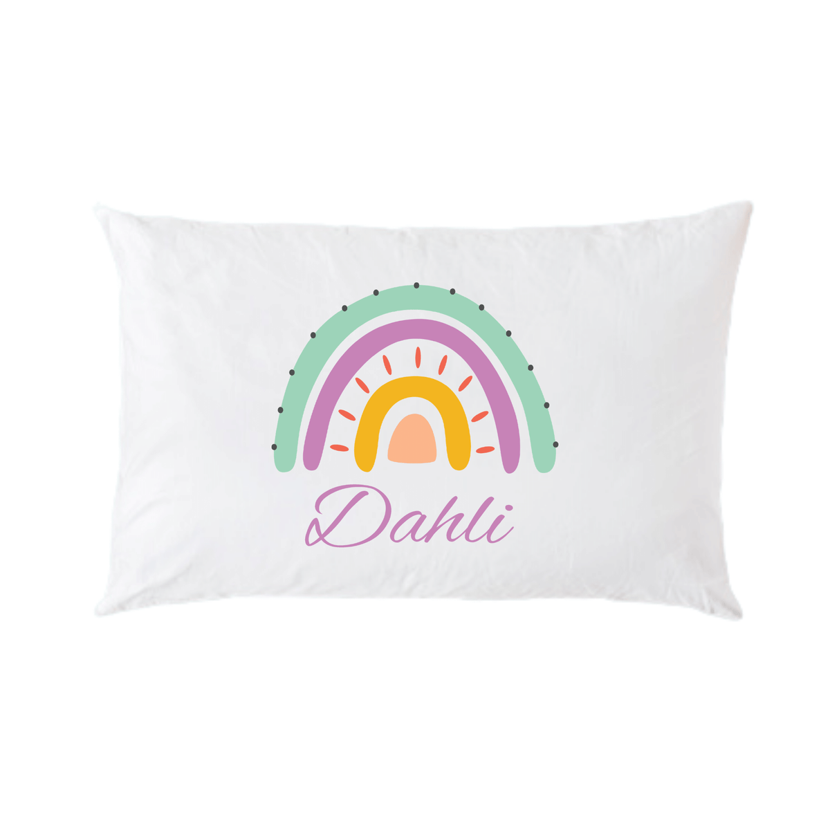 Lil Green Rhino rainbow pillowcase RAINBOW TEAL PILLOWCASE