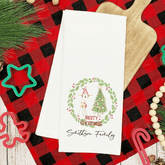 Lil Green Rhino tea towel christmas REINDEER WREATH CHRISTMAS TEA TOWEL
