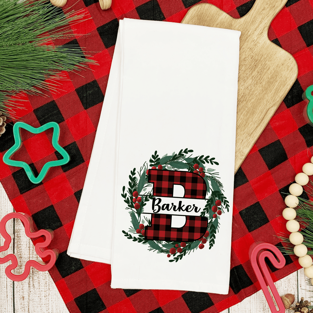 Lil Green Rhino tea towel christmas TARTAN LETTER CHRISTMAS TEA TOWEL